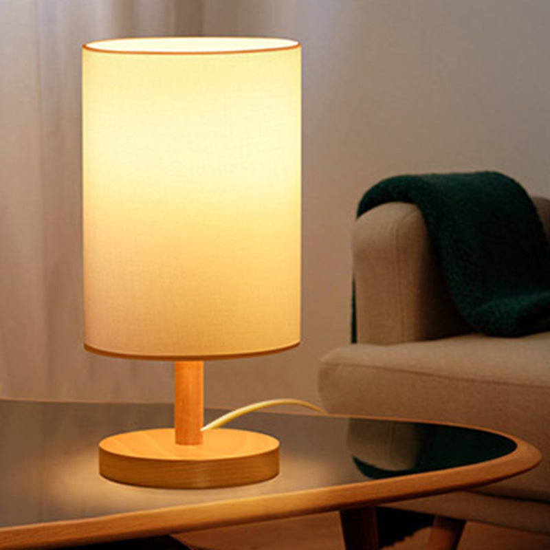Norvo | Tradisjonell japansk sylinder trestoff 1-lamps bordlampe for stuen