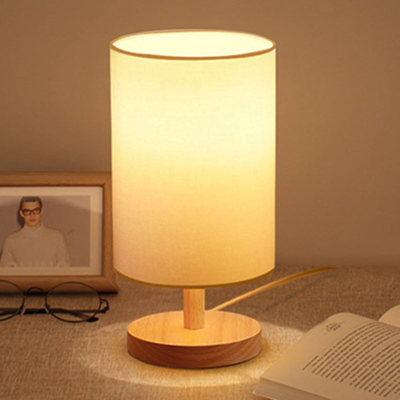 Norvo | Tradisjonell japansk sylinder trestoff 1-lamps bordlampe for stuen