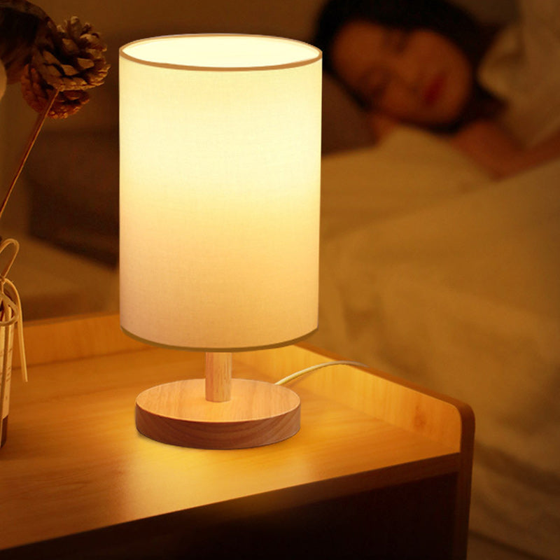 Norvo | Tradisjonell japansk sylinder trestoff 1-lamps bordlampe for stuen
