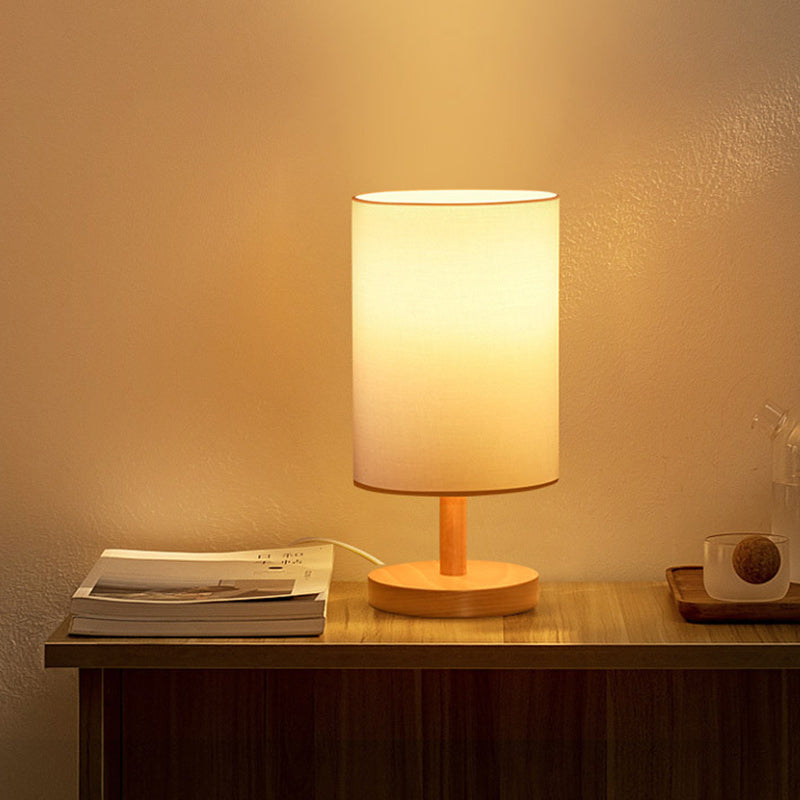 Norvo | Tradisjonell japansk sylinder trestoff 1-lamps bordlampe for stuen