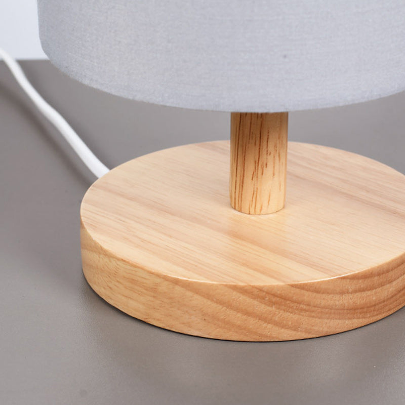 Norvo | Tradisjonell japansk sylinder trestoff 1-lamps bordlampe for stuen