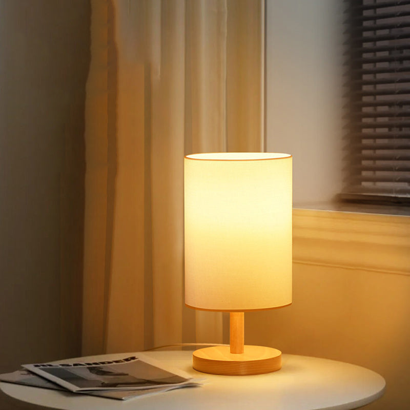 Norvo | Tradisjonell japansk sylinder trestoff 1-lamps bordlampe for stuen