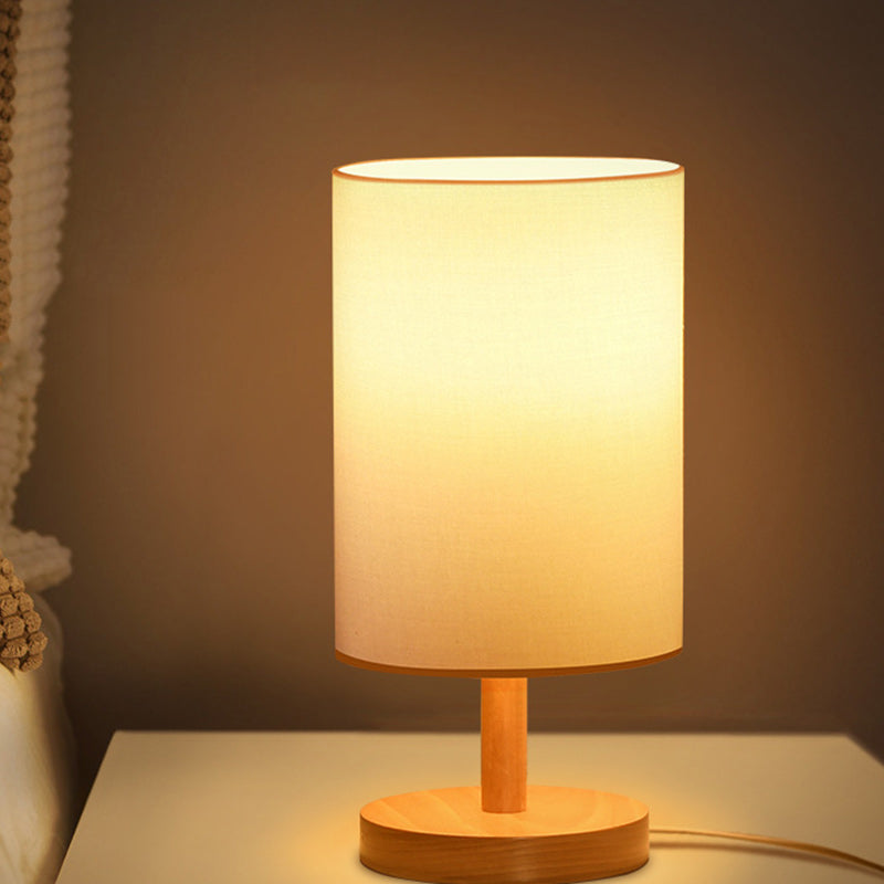 Norvo | Tradisjonell japansk sylinder trestoff 1-lamps bordlampe for stuen