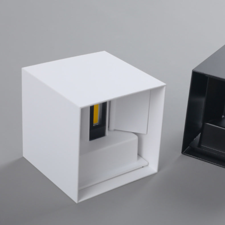 Norvo | Moderne Minimalistisk Vanntett kube Opp Ned Aluminium Glass Induksjon LED Vegg Lys Lamper For Soverom