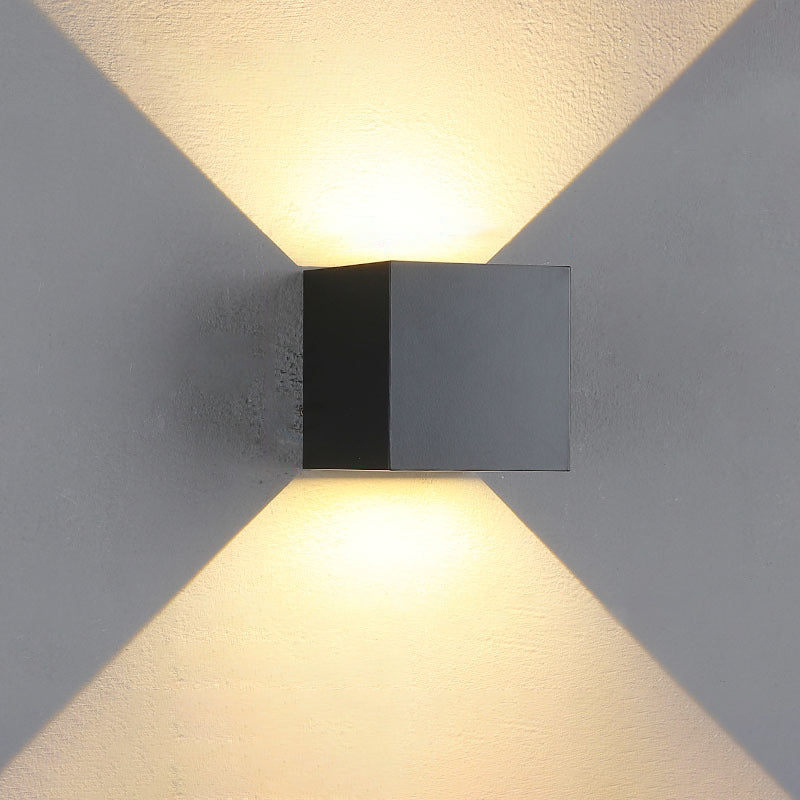 Norvo | Moderne Minimalistisk Vanntett kube Opp Ned Aluminium Glass Induksjon LED Vegg Lys Lamper For Soverom