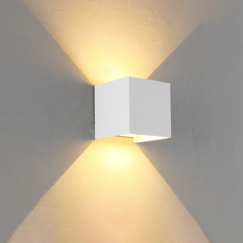 Norvo | Moderne Minimalistisk Vanntett kube Opp Ned Aluminium Glass Induksjon LED Vegg Lys Lamper For Soverom