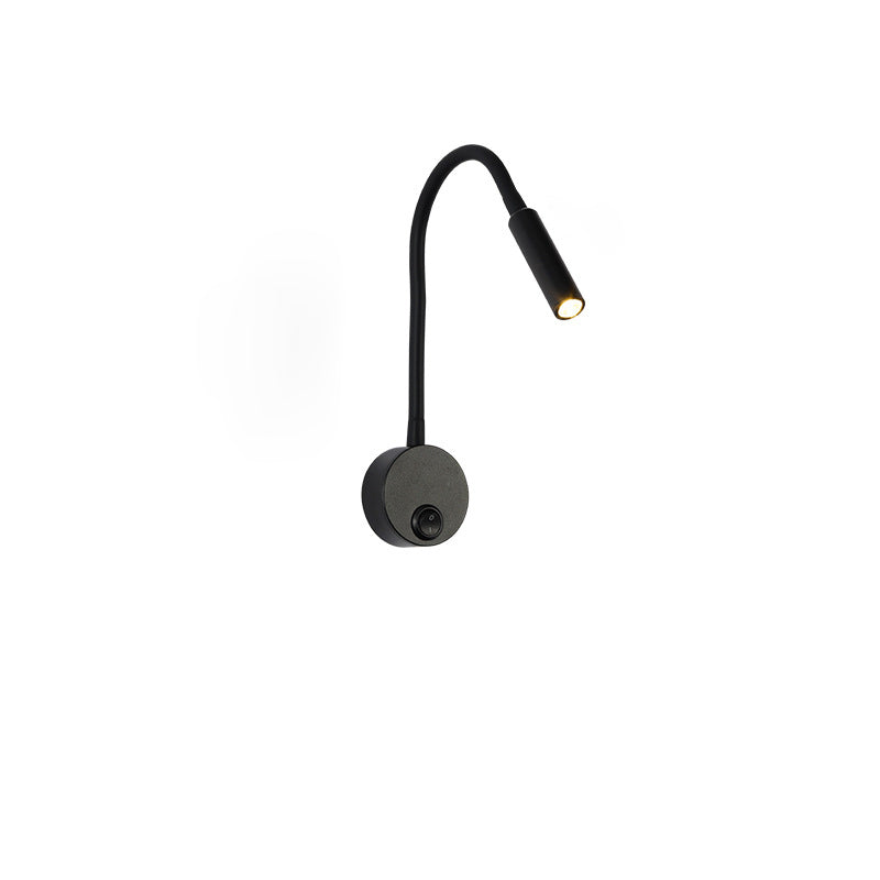 Norvo | Modern Minimalist Iron Round Flexible Bend Tube LED Reading Lamp Wall Sconce Lamp for Bedroom