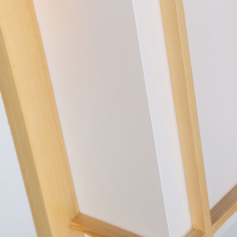 Norvo | Tradisjonell japansk rektangulær massiv tre ramme faux pergamentskjerm 2-lampe vegglampe for soverom