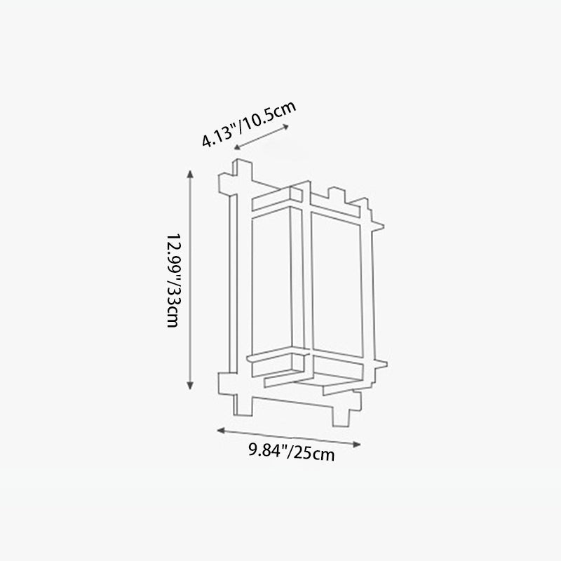 Norvo | Tradisjonell japansk rektangulær massiv tre ramme faux pergamentskjerm 2-lampe vegglampe for soverom