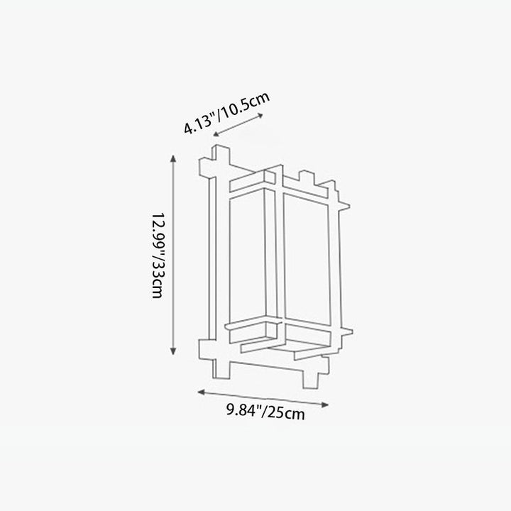 Norvo | Tradisjonell japansk rektangulær massiv tre ramme faux pergamentskjerm 2-lampe vegglampe for soverom