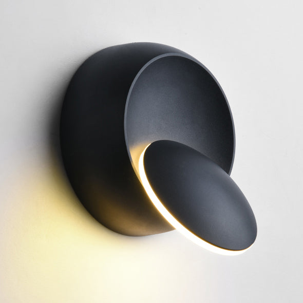Norvo | Moderne nordisk jern rund eklips roterbar LED vegglampe for nattbord