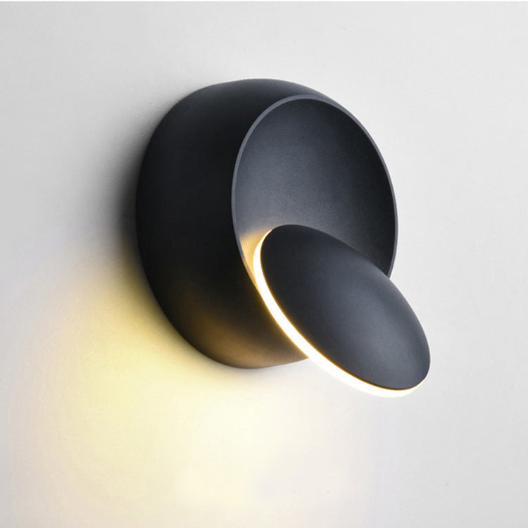 Norvo | Moderne nordisk jern rund eklips roterbar LED vegglampe for nattbord