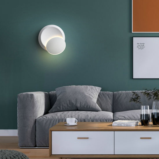 Norvo | Moderne nordisk jern rund eklips roterbar LED vegglampe for nattbord