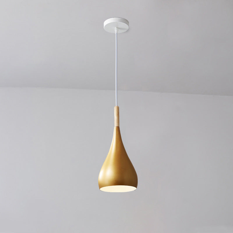 Norvo | Nordic Iron Wood Aluminium Pumpkin Water Drop 1-Lyskilde Pendellampe for Spisestue