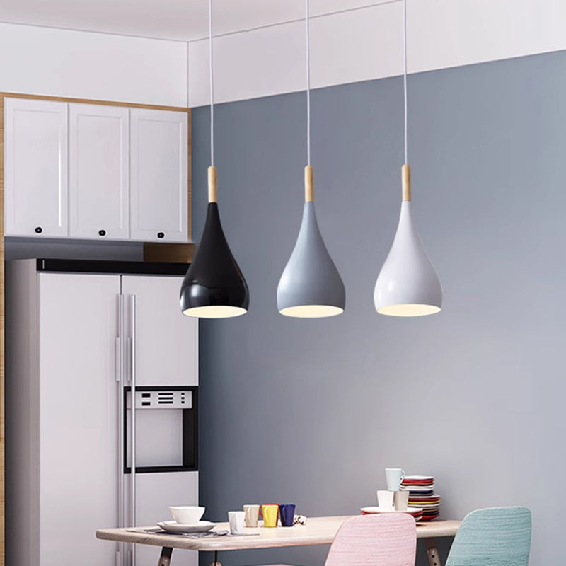 Norvo | Nordic Iron Wood Aluminium Pumpkin Water Drop 1-Lyskilde Pendellampe for Spisestue