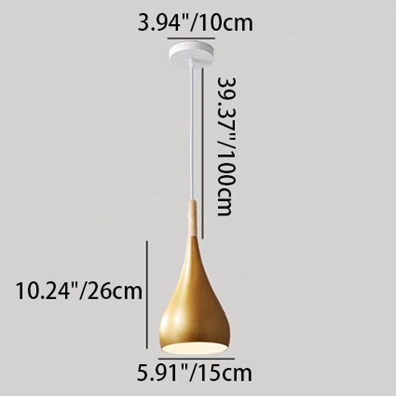 Norvo | Nordic Iron Wood Aluminium Pumpkin Water Drop 1-Lyskilde Pendellampe for Spisestue