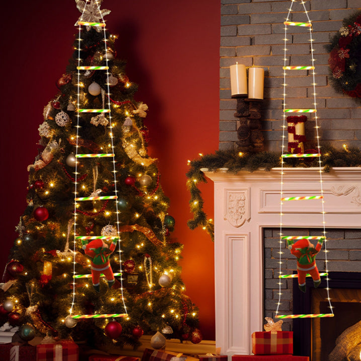 Norvo | Moderne Art Deco Vanntett USB Lær Snor Santa Klatring Stige Juledekorasjon LED Lyslenker Utendørs Lys For Utendørs Patio