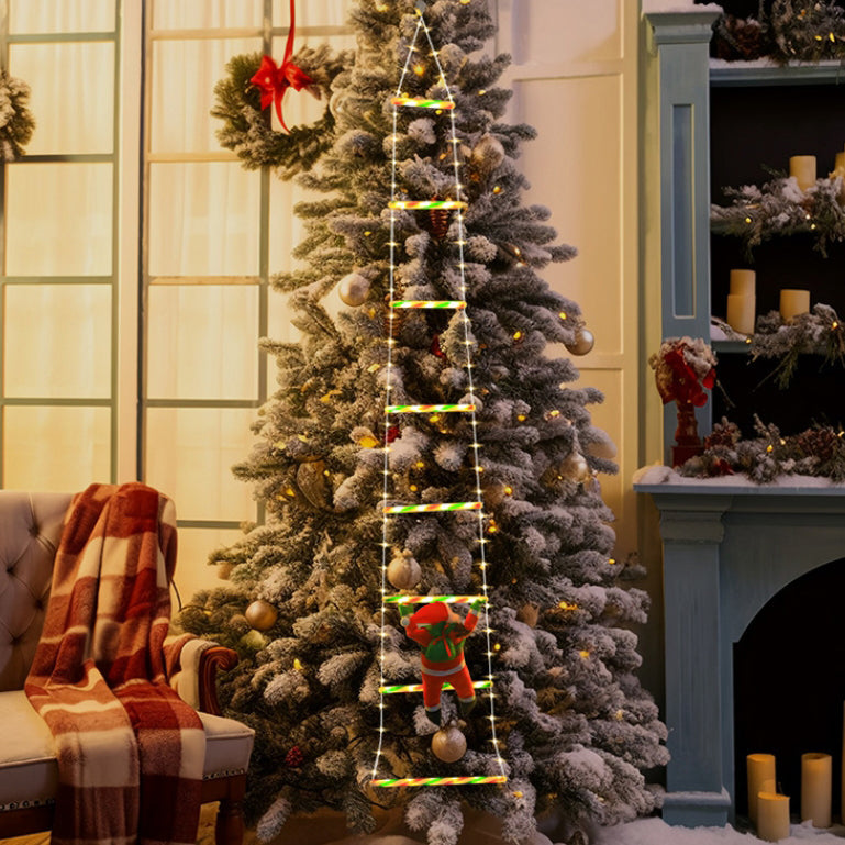 Norvo | Moderne Art Deco Vanntett USB Lær Snor Santa Klatring Stige Juledekorasjon LED Lyslenker Utendørs Lys For Utendørs Patio
