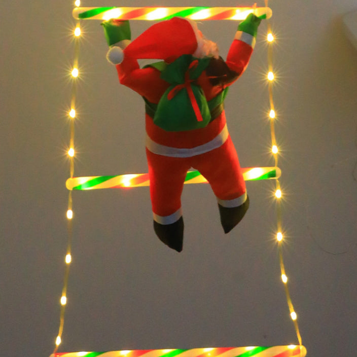 Norvo | Moderne Art Deco Vanntett USB Lær Snor Santa Klatring Stige Juledekorasjon LED Lyslenker Utendørs Lys For Utendørs Patio