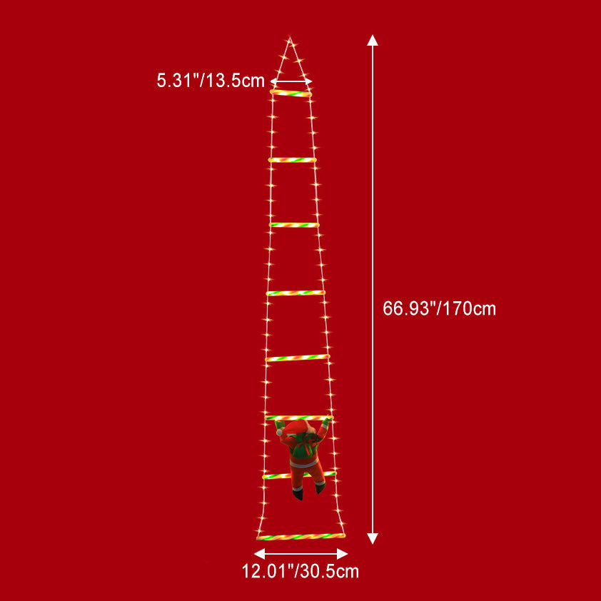 Norvo | Moderne Art Deco Vanntett USB Lær Snor Santa Klatring Stige Juledekorasjon LED Lyslenker Utendørs Lys For Utendørs Patio
