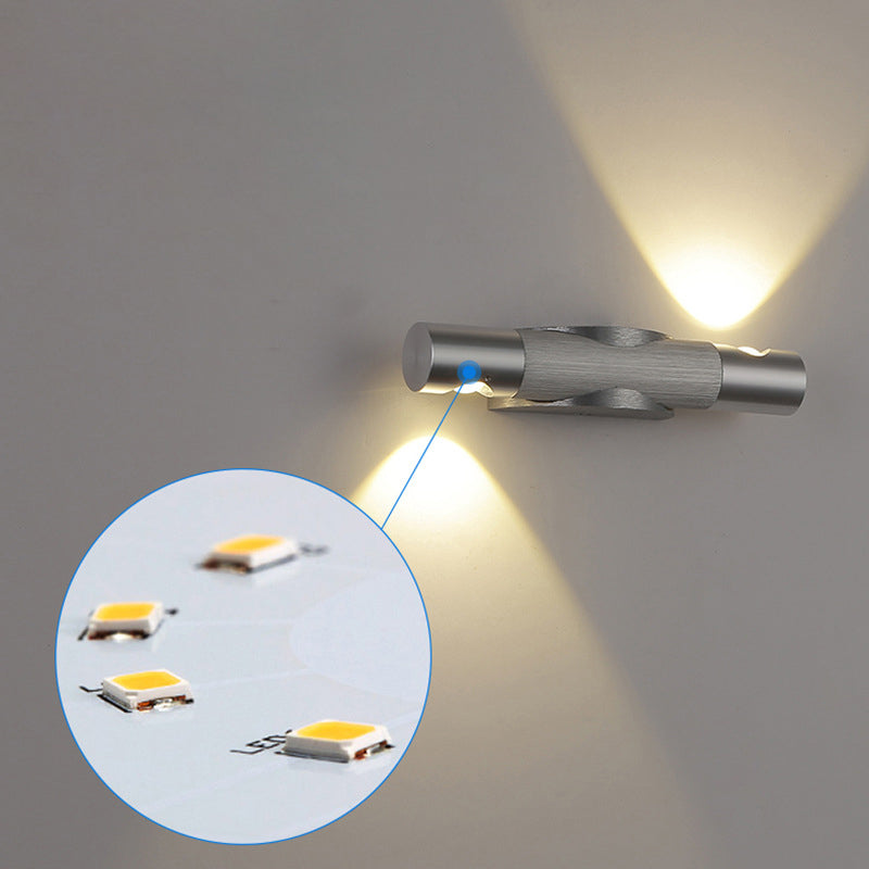 Norvo | Moderne industriell aluminium-akryl stripet børstet roterende LED vegglampe for gang
