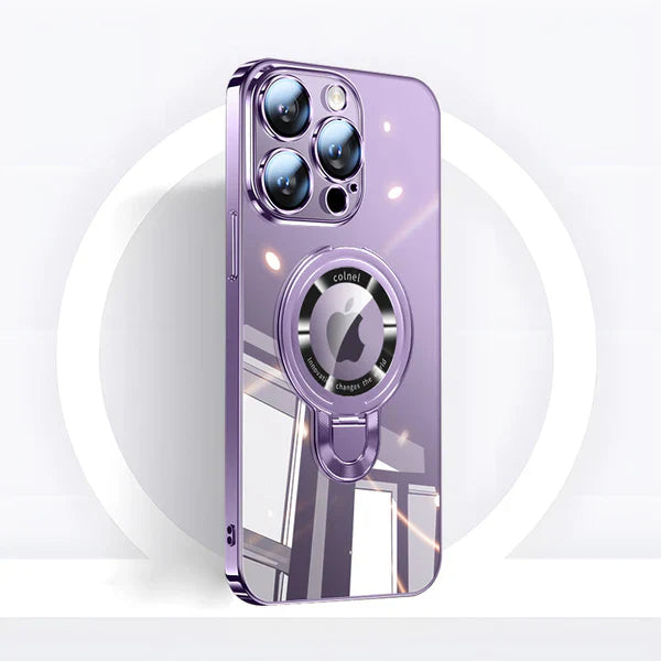 Norvo | iPhone MagSafe-serien | Transparent elektroplaterte roterende stasjonær telefonveske