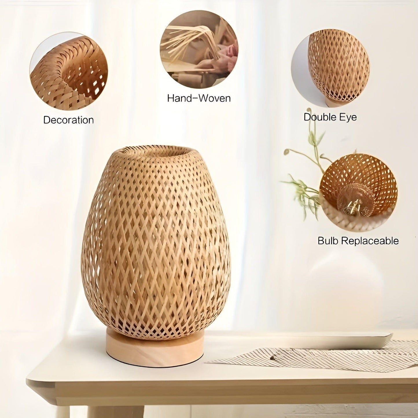 Norvo | Aura Lampe - Bambus USB-drevet Bordlampe for Soverommet