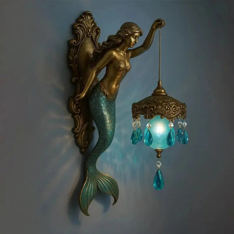 Norvo | Elegant Baroque Mermaid Vegglampe – Kunstnerisk Maritim Veggbelysning for Stemningsfulle Rom