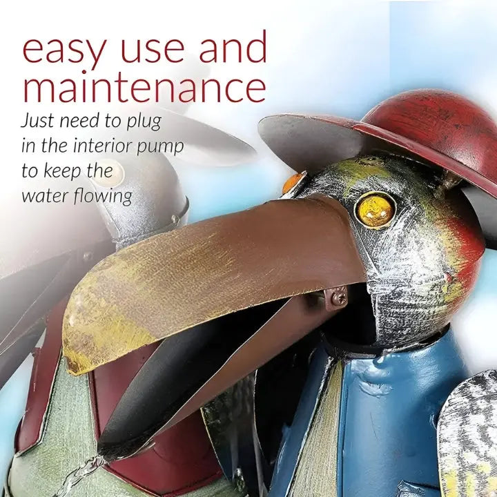 Norvo | ChirpStream | Tukangfugl Vannfontene – Lekende Utehage Dekorasjon med Strømmende Vann