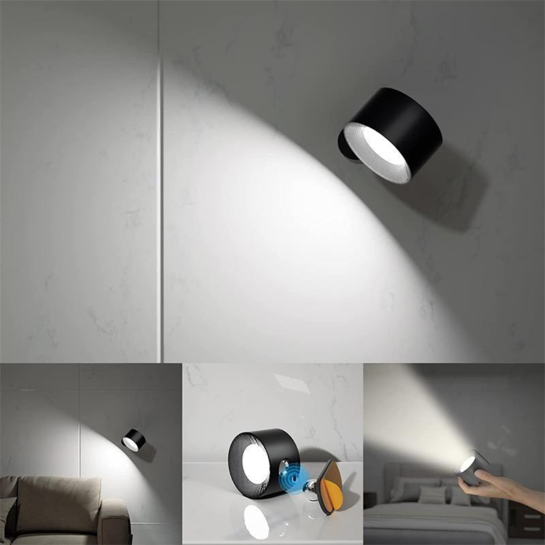 Norvo | FlexiLamp – Trådløs, Oppladbar Vegglampe med 360° Rotasjon