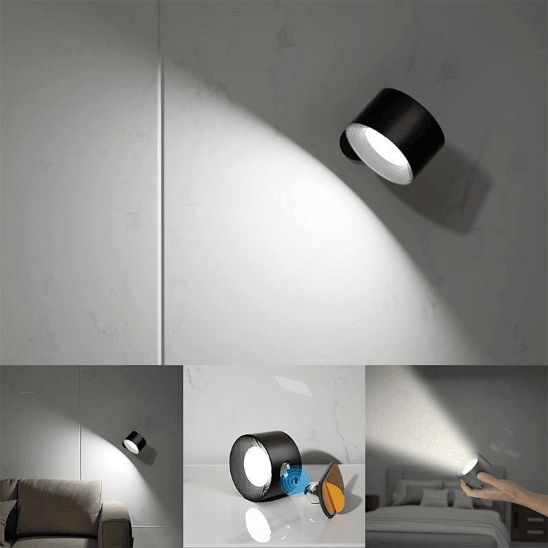 Norvo | 360° trådløs oppladbar vegglampe | Allsidig LED-belysningsløsning