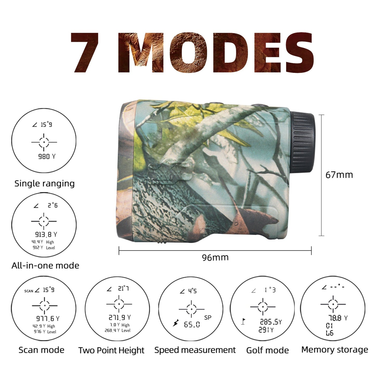 Norvo | Laser Avstandsmåler TERRAVIEW 1000 | Opptil 1000 m rekkevidde | Kamuflasjedesign | Vanntett & Oppladbar | For jakt & friluftsliv