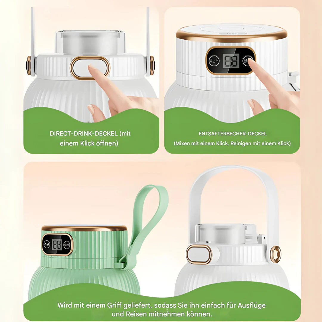 Norvo | Bærbar multifunksjonsblender med dobbel lokk og USB-ladefunksjon – for smoothies og oppbevaringsbeholdere