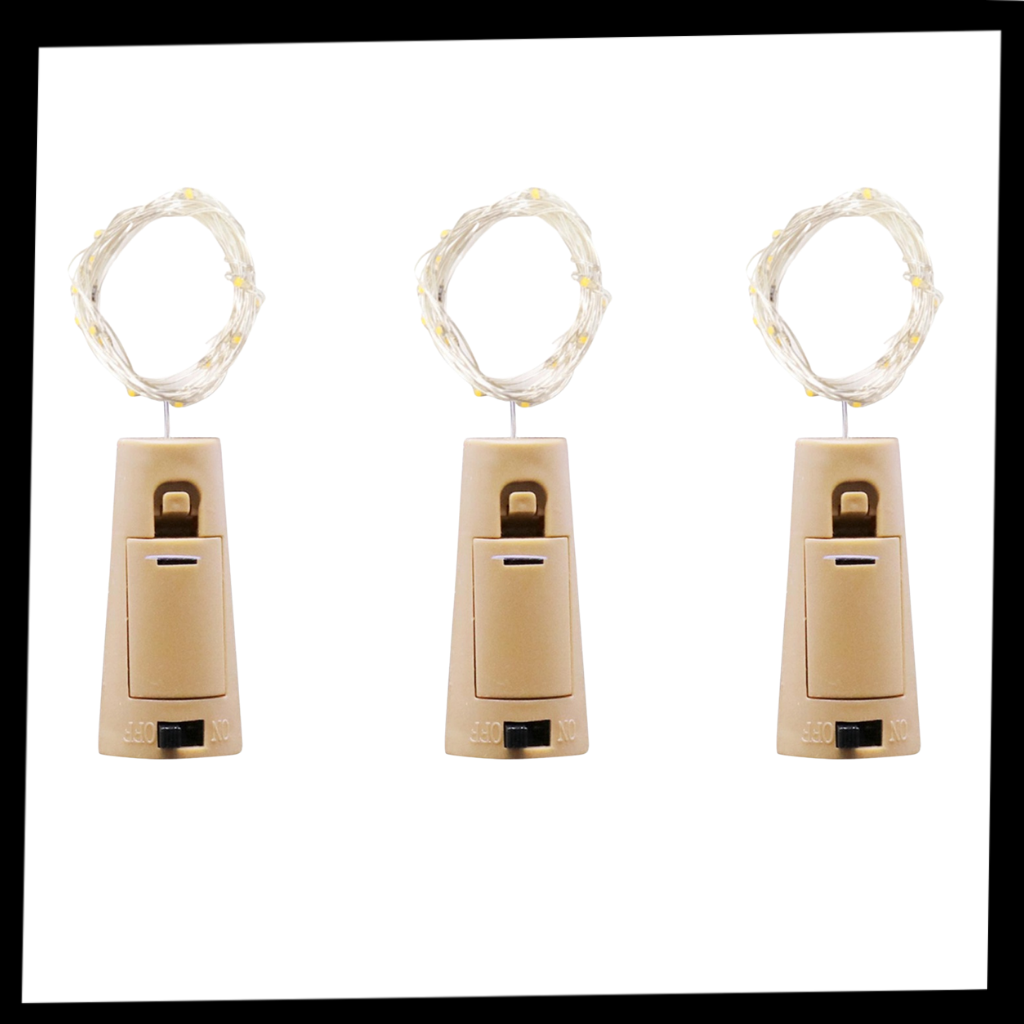 Flaske LED-lys med kork (pakke med 3 stk.)