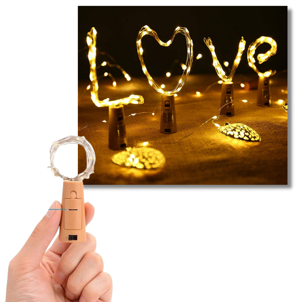 Flaske LED-lys med kork (pakke med 3 stk.)