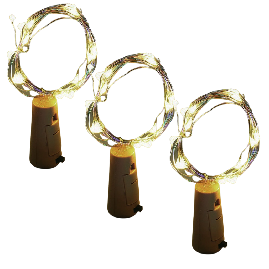 Flaske LED-lys med kork (pakke med 3 stk.)