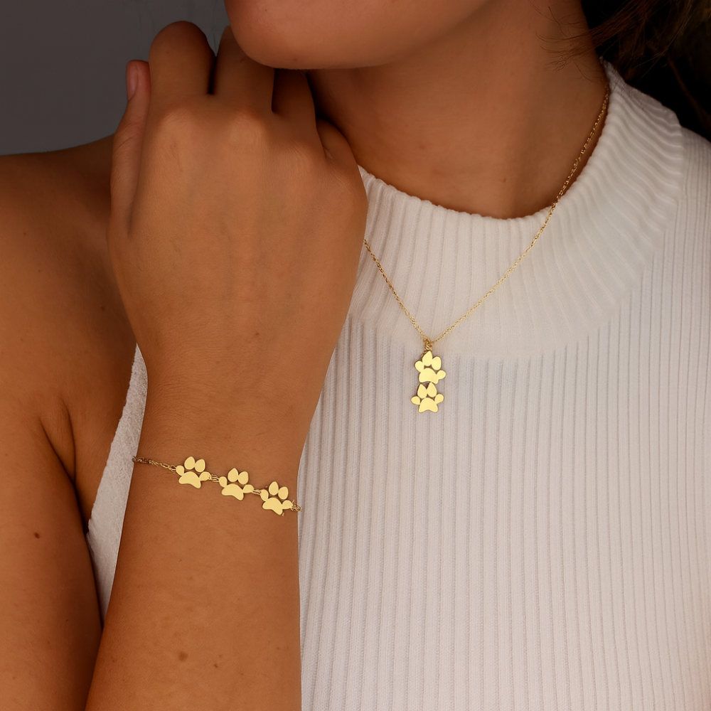 Norvo | Armbånd Personlig Paw Print Gravert Rustfritt Stål Justerbar