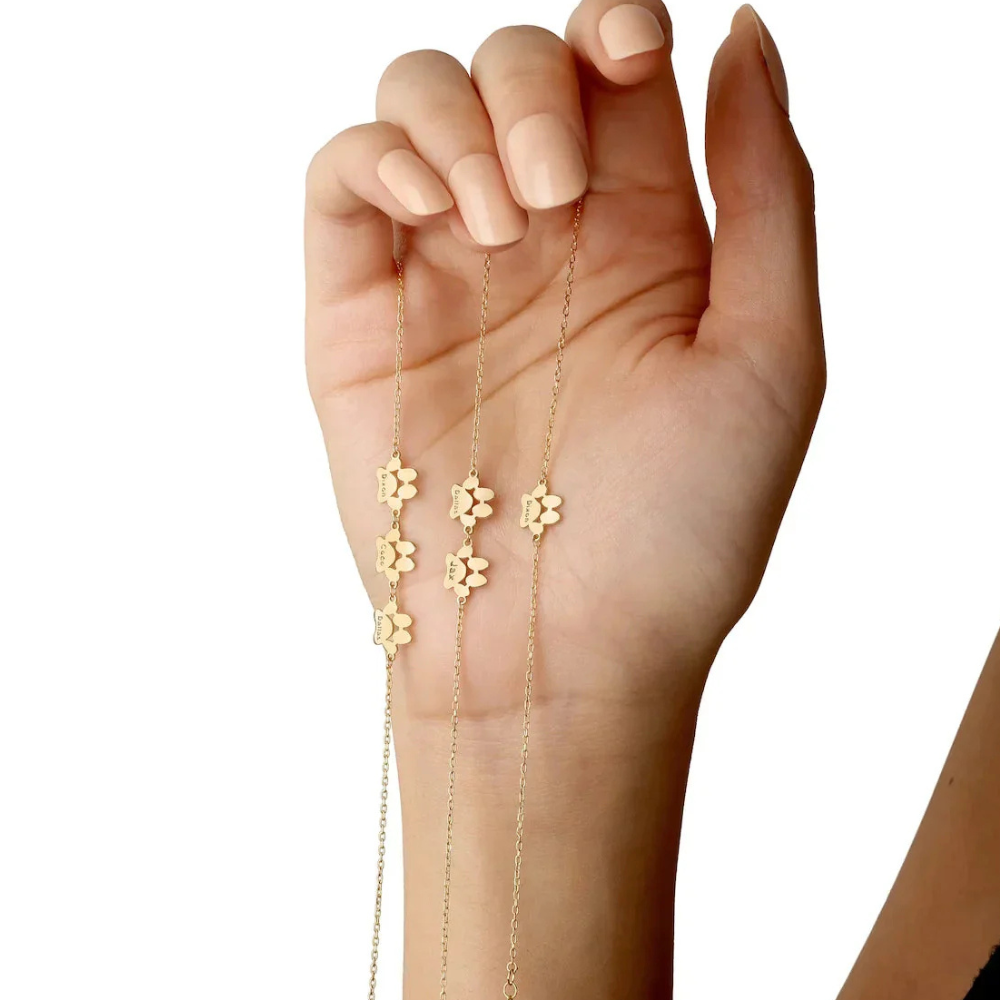 Norvo | Armbånd Personlig Paw Print Gravert Rustfritt Stål Justerbar