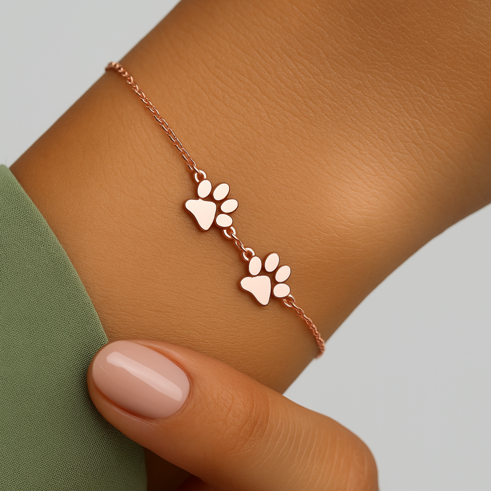 Norvo | Armbånd Personlig Paw Print Gravert Rustfritt Stål Justerbar