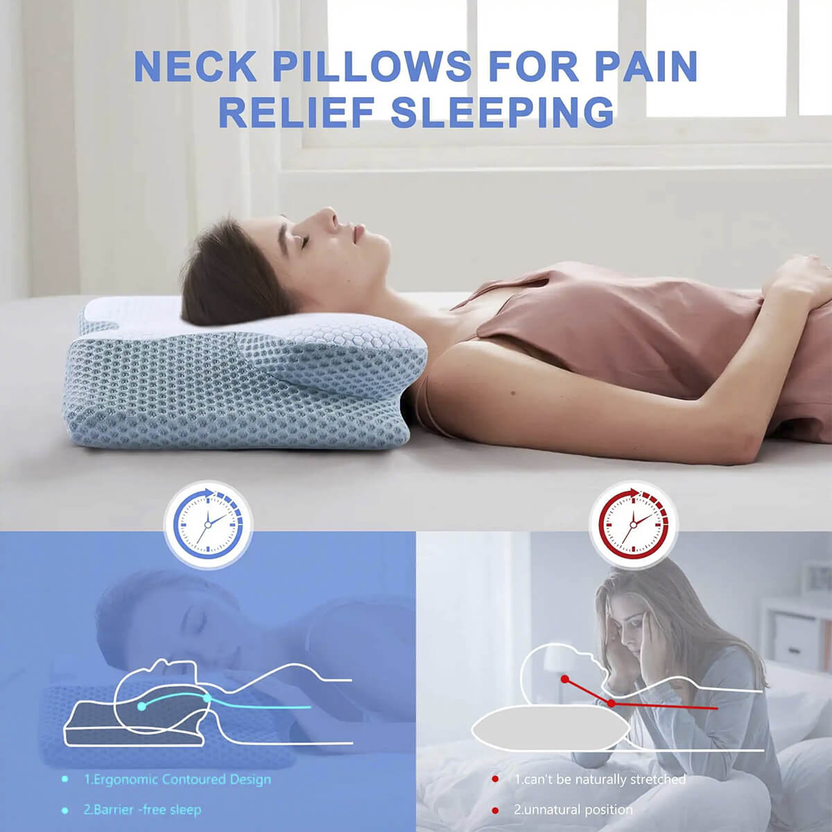 Norvo | Cervikal Minne Skumpute | Ortopedisk Kontur Design med Kjølig Dekk for Rygg-, Side- & Mage-sovende | Puter for ryggsovende