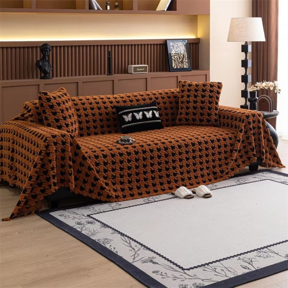 Norvo | Cavalli Houndstooth Plush Sofa Cover