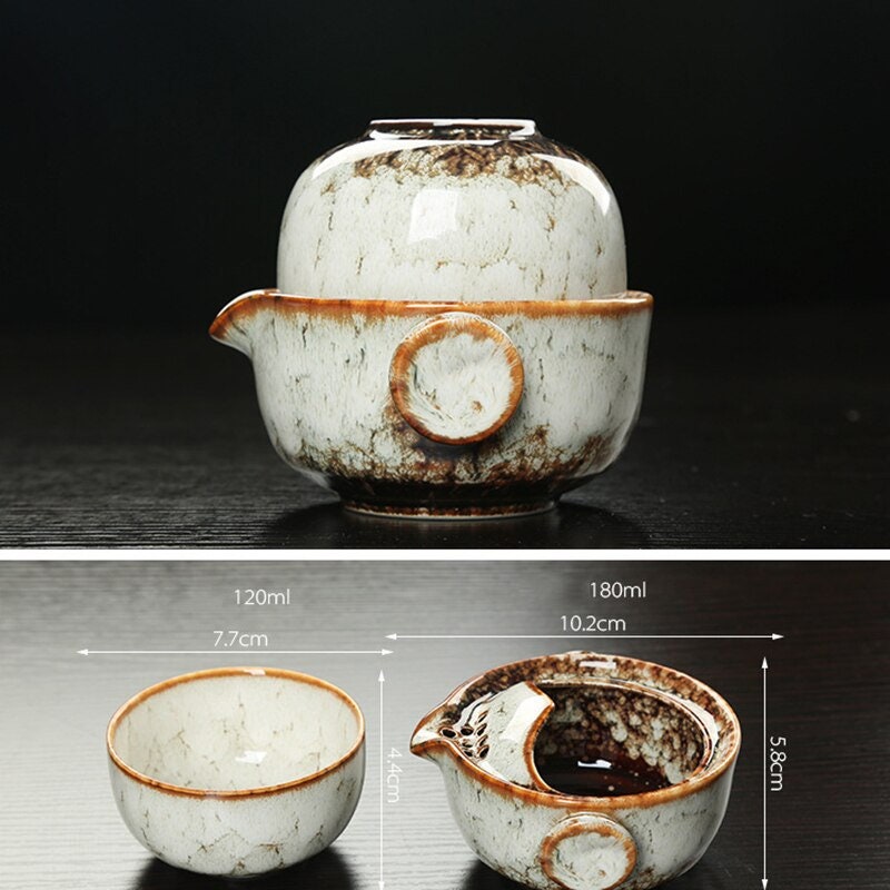 Norvo | Keramisk Gaiwan Sett kuai ke Te Sett Camping Kung Fu Te Sett 1 Tekanne 1 Kopp Reise Tekanne Kaffe Kopp Vann Mugge Kontor Kjele Drikkebestikk