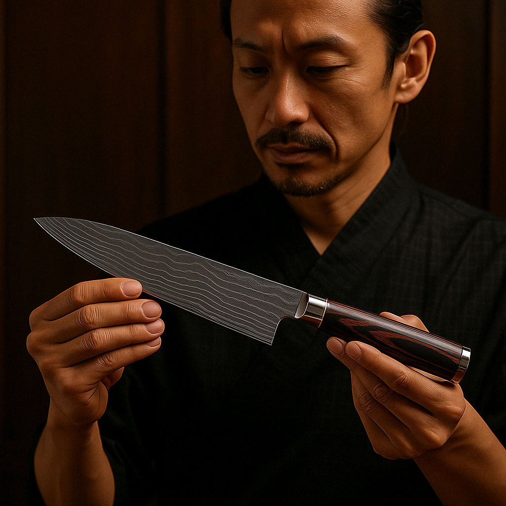 Norvo | Damascus Steel Kokkekniv | 20 cm Blad, Ergonomisk Harpikshåndtak & Ideell for Hjemmekoking