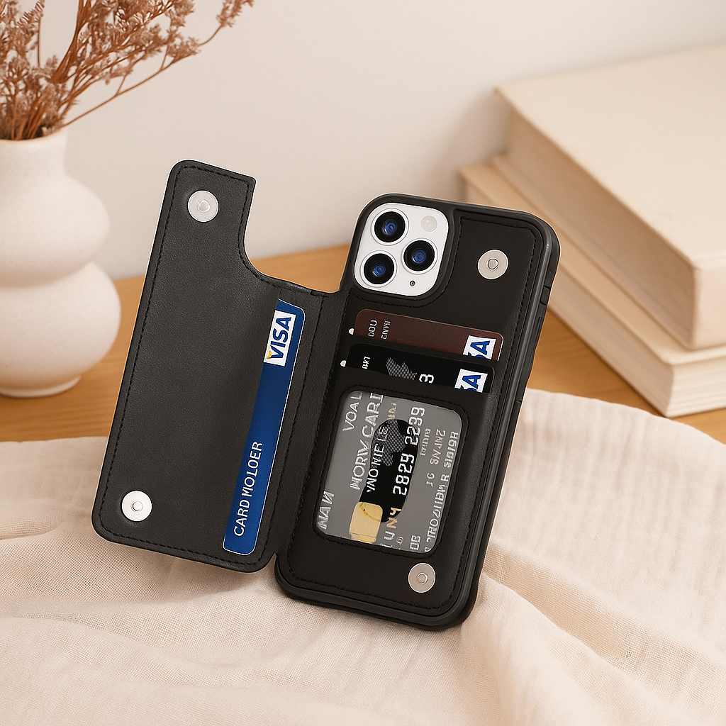 Norvo | Læder Telefonveske med Kortlommer og Magnetlukking Lommebok