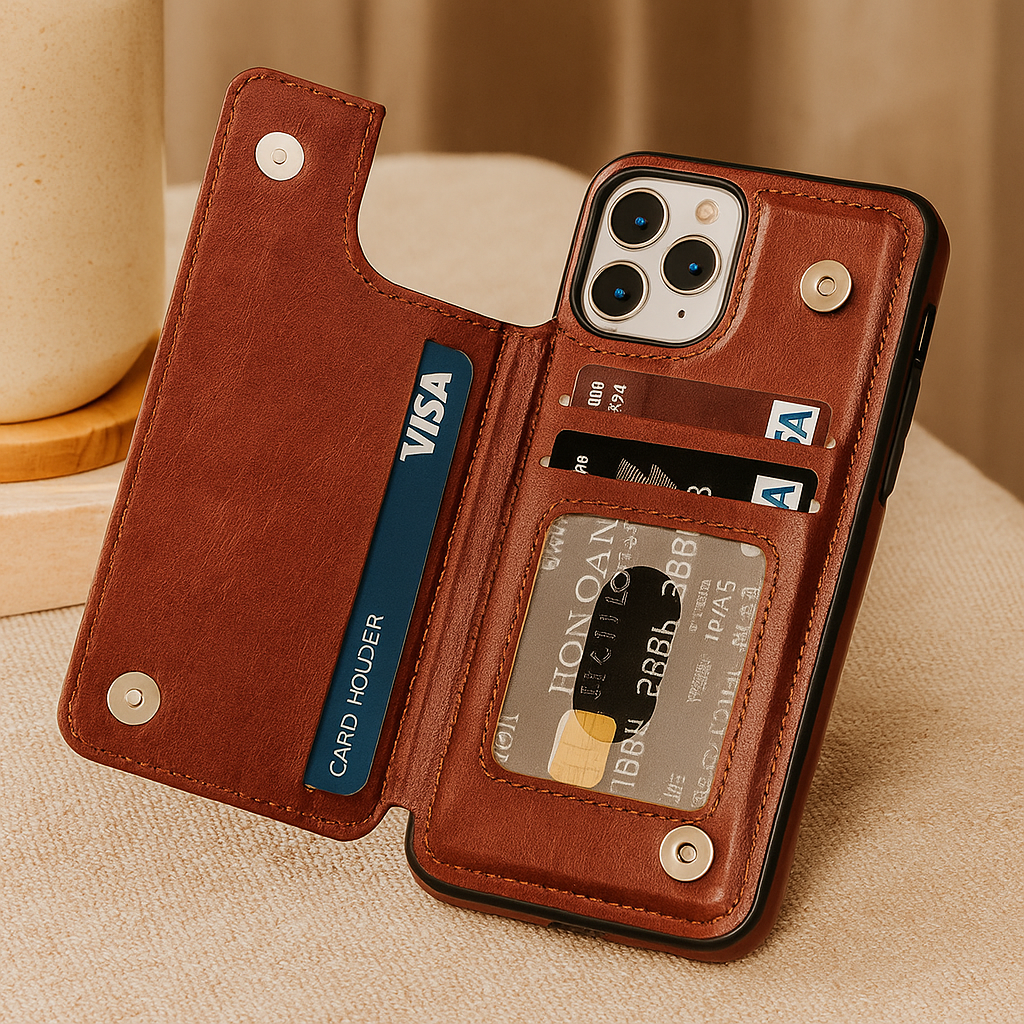 Norvo | Læder Telefonveske med Kortlommer og Magnetlukking Lommebok