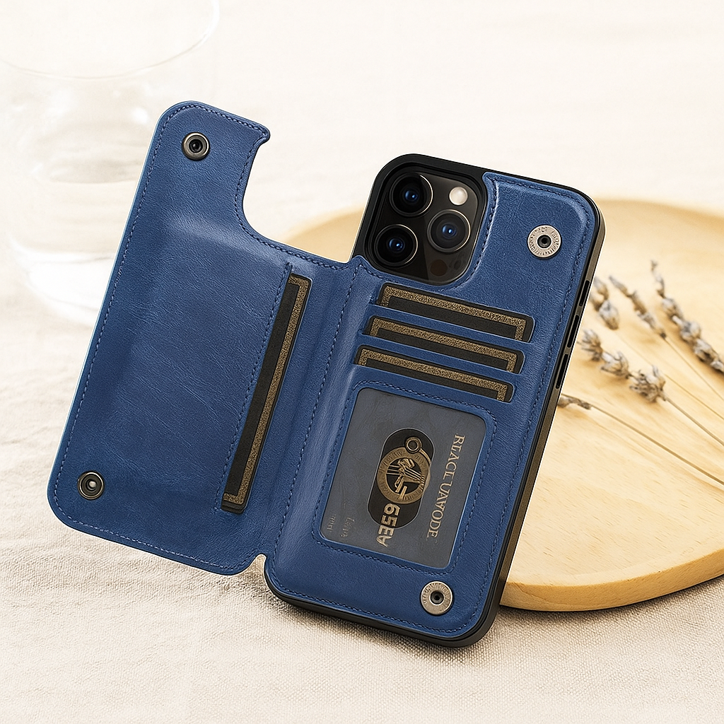 Norvo | Læder Telefonveske med Kortlommer og Magnetlukking Lommebok