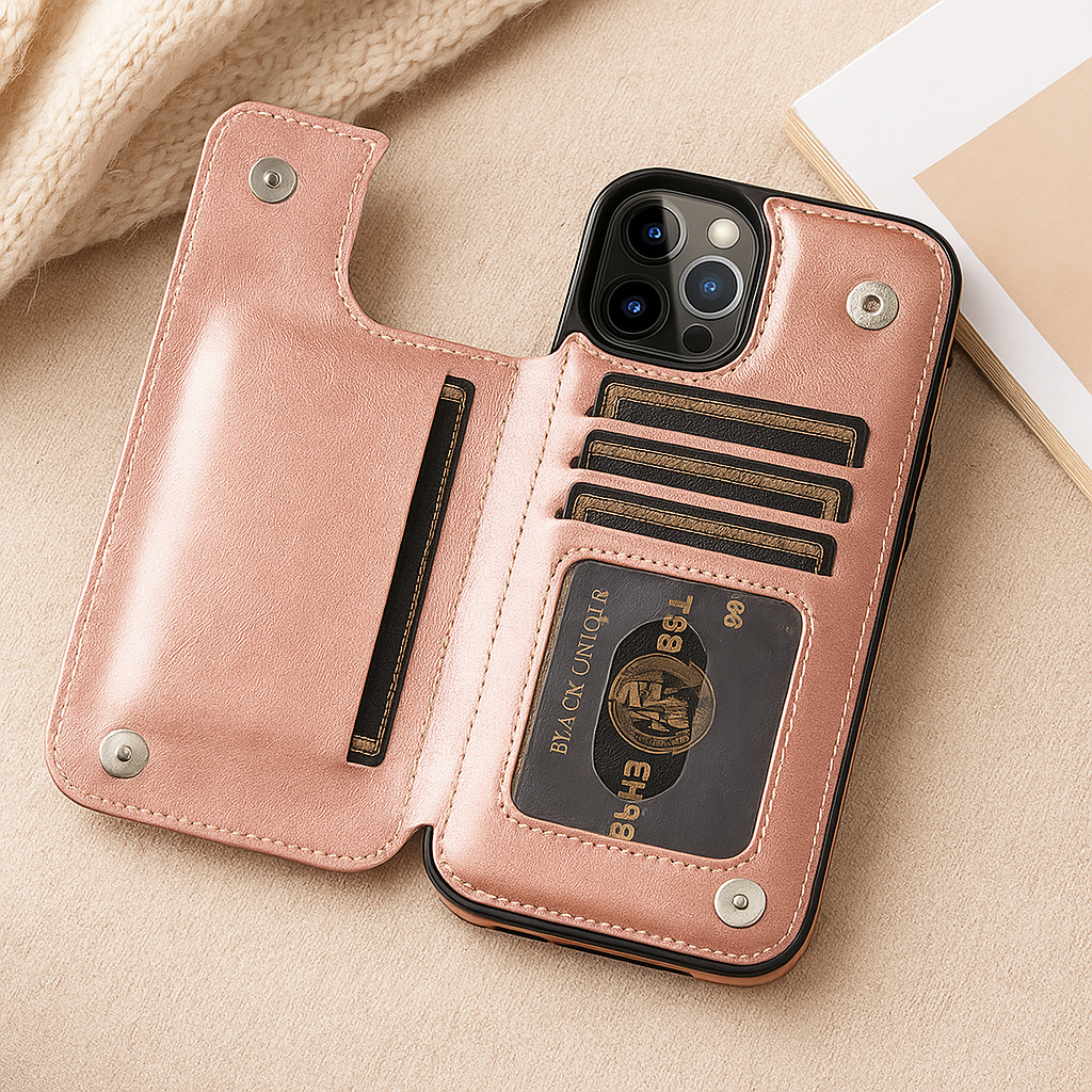 Norvo | Læder Telefonveske med Kortlommer og Magnetlukking Lommebok