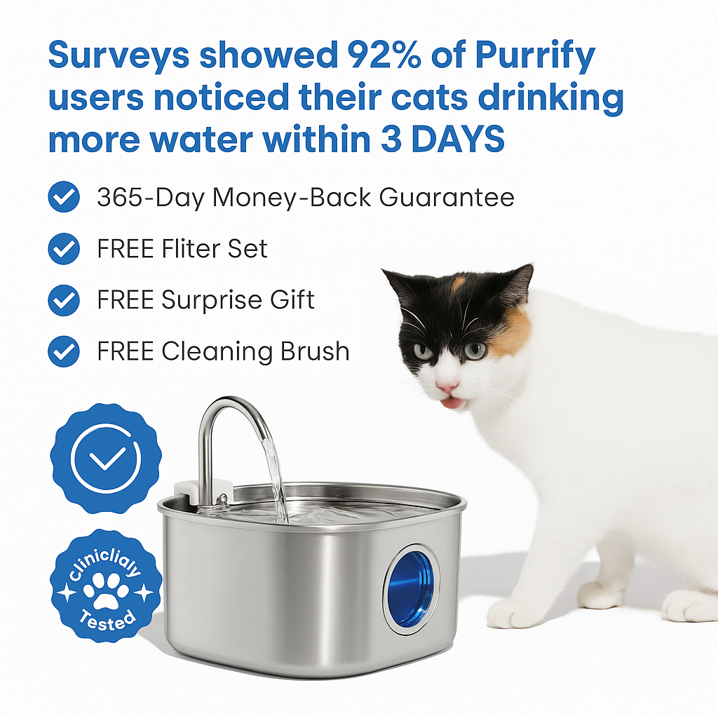 Norvo | Felindra Katte Drikkefontene Laget av Rustfritt Stål | Strømmende Vann for Bedre Hydrering | Stille & Hygienisk | 2,5 L Kapasitet