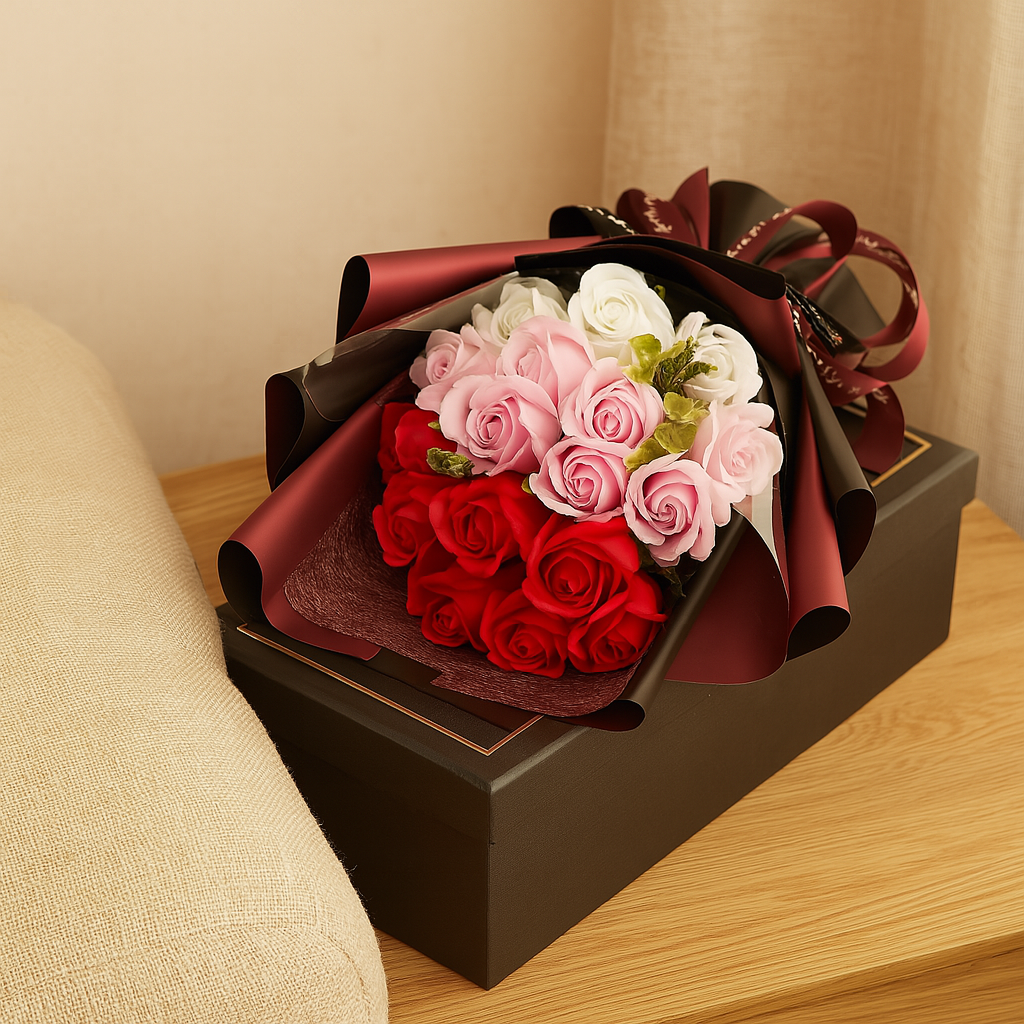 Norvo | Romantisk Såpe Rose Bukett Gave til Valentinsdagen