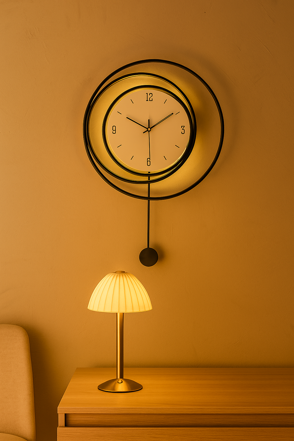 SilentGlow – Minimalist rund veggklokke med klare tall og stille bevegelse Norvo